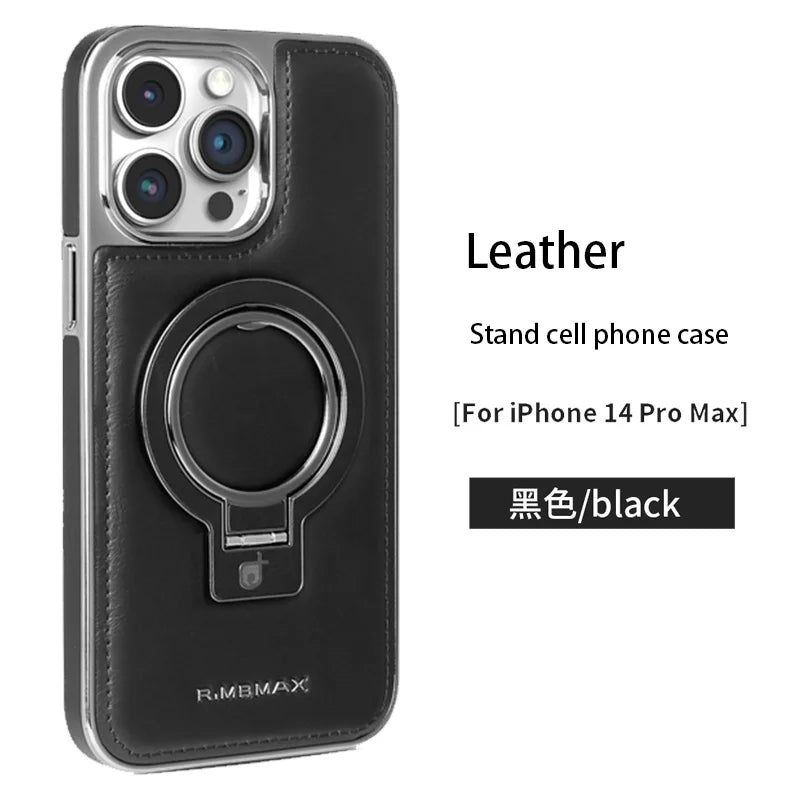 Luxury Leather MagSafe Stand Case for iPhone