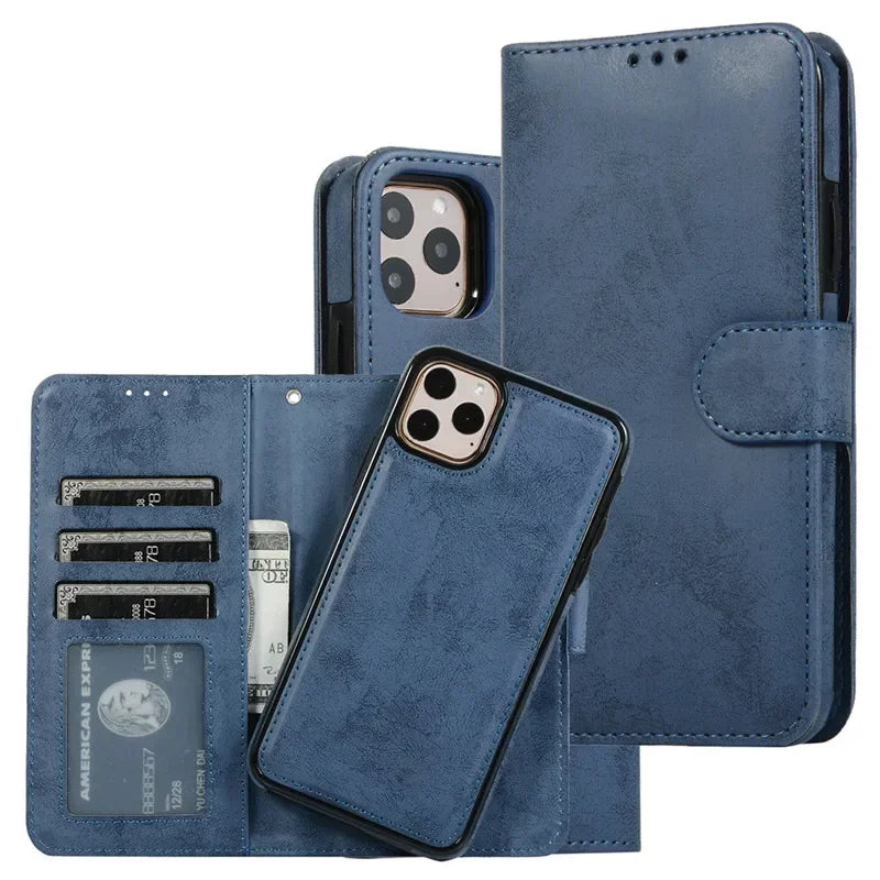 Luxury Leather Flip Wallet Card Case for iPhone