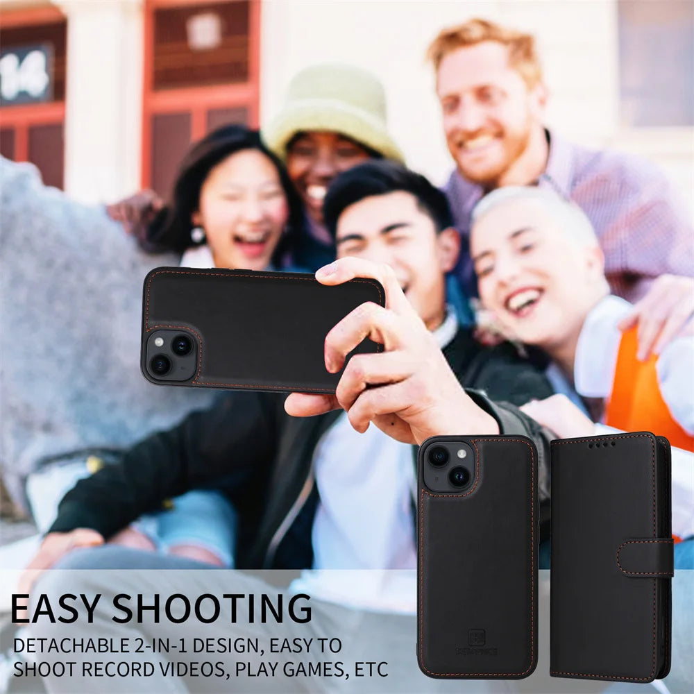 Detachable Magnetic Flip Leather Case for iPhone