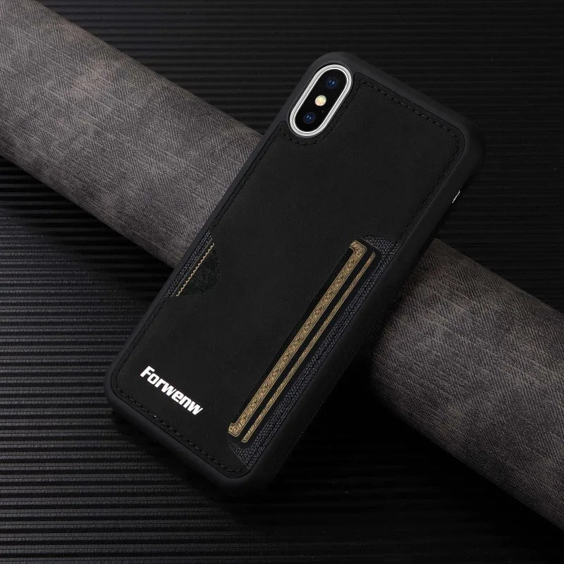 Retro Card Holder Leather Case for iPhone - CaseifyTrend