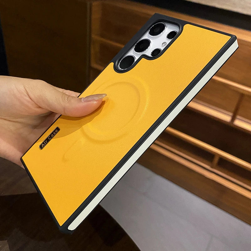 Luxury Matte Leather Magnetic Case for Samsung Galaxy