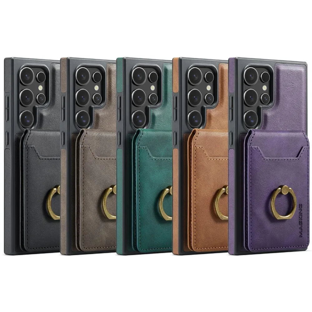 Detachable Magnetic Leather Wallet Case with Card Holder for Samsung