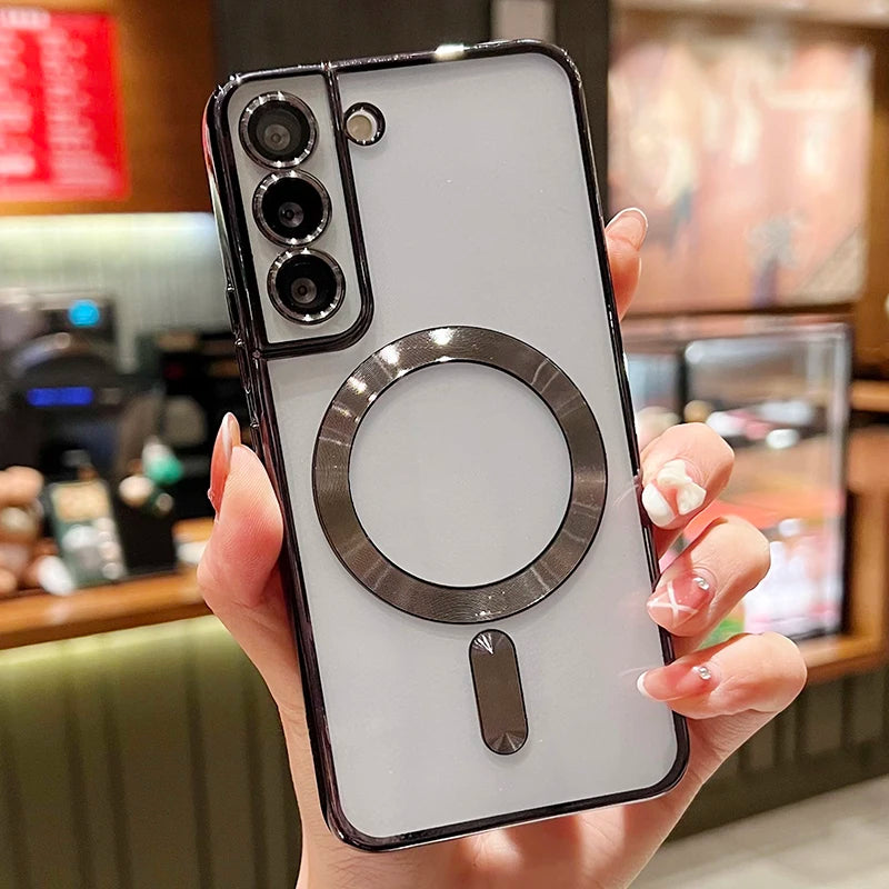 Plating Clear Magnetic Case for Samsung Galaxy