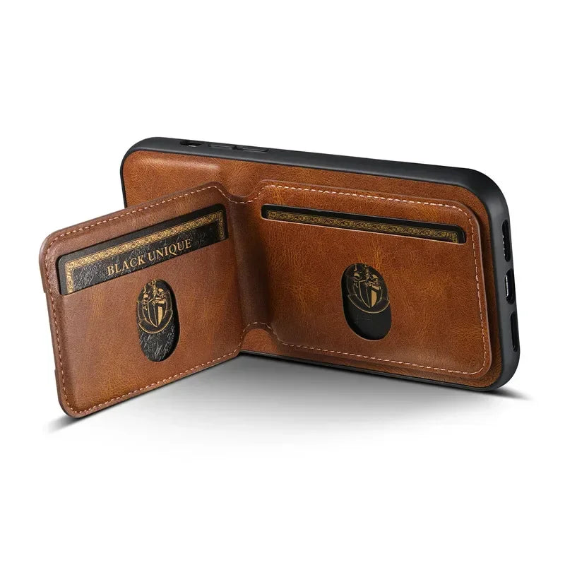 Luxury Magnetic Leather Wallet Case with Card Holder for iPhone