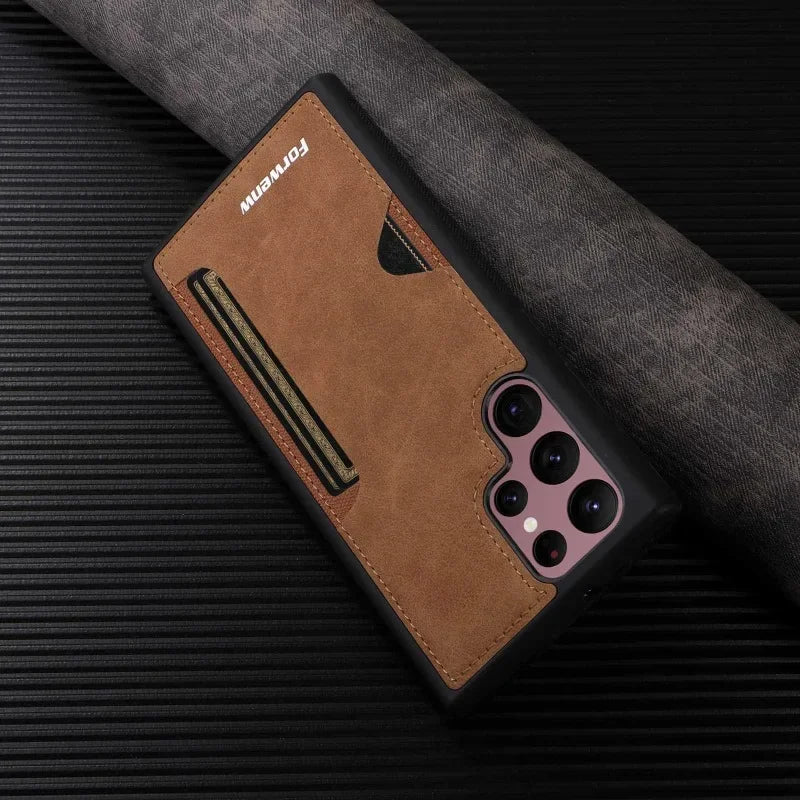Retro Leather Card Slot Case for Samsung Galaxy Phones
