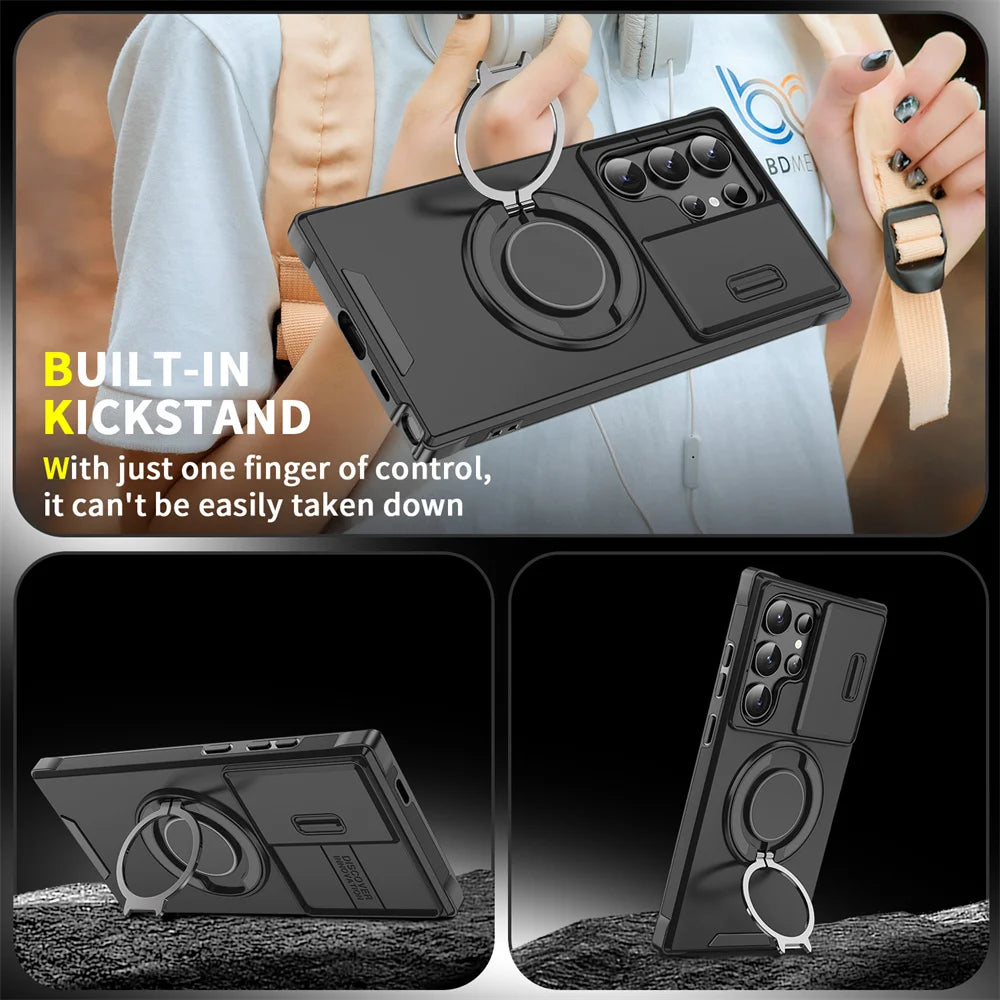 Slide Camera Protection Magnetic Stand Case for Samsung - CaseifyTrend