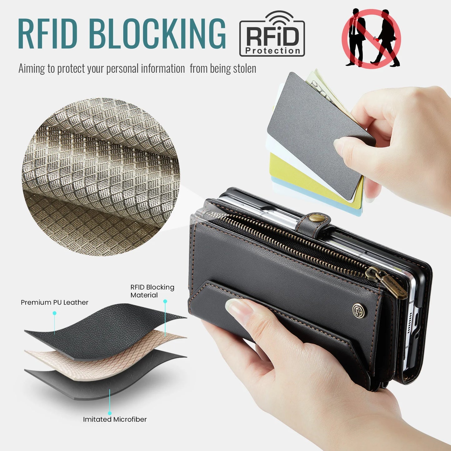 PU Leather Wallet Case with Strap & Card Holder for Galaxy Z Fold