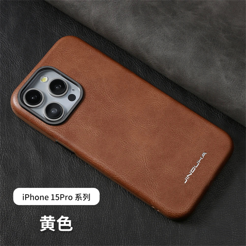Luxury Ultra Thin Leather Magsafe Case for iPhone