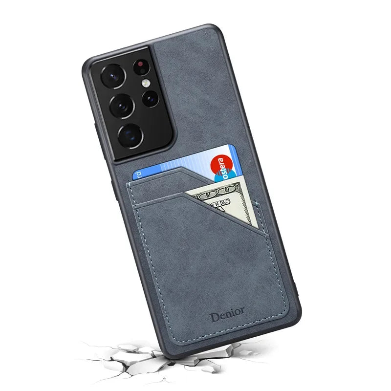 Luxury Leather Samsung Case with Card Holder & Stand