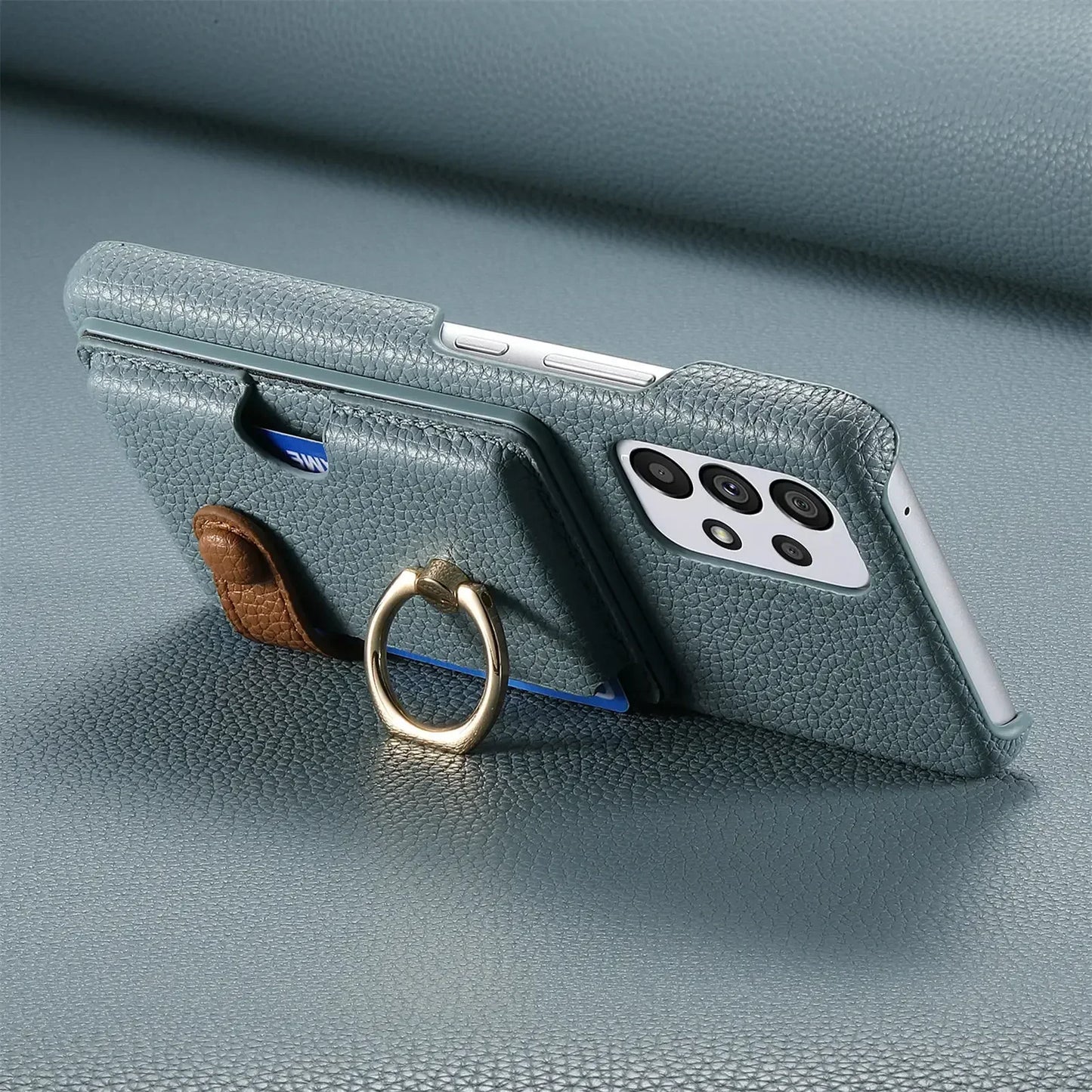 Leather Wallet Phone Case with Ring for Samsung Galaxy Series