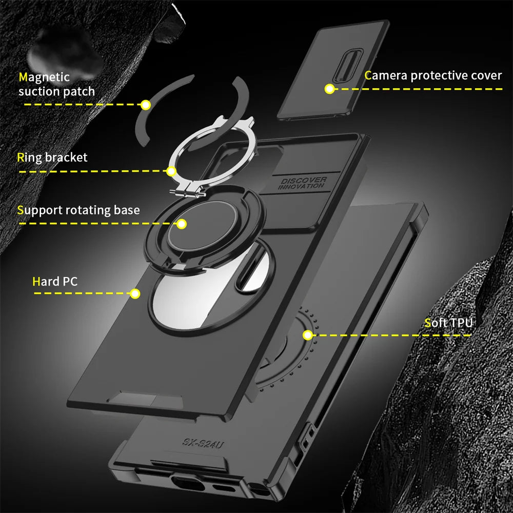 Slide Camera Protection Magnetic Stand Case for Samsung - CaseifyTrend