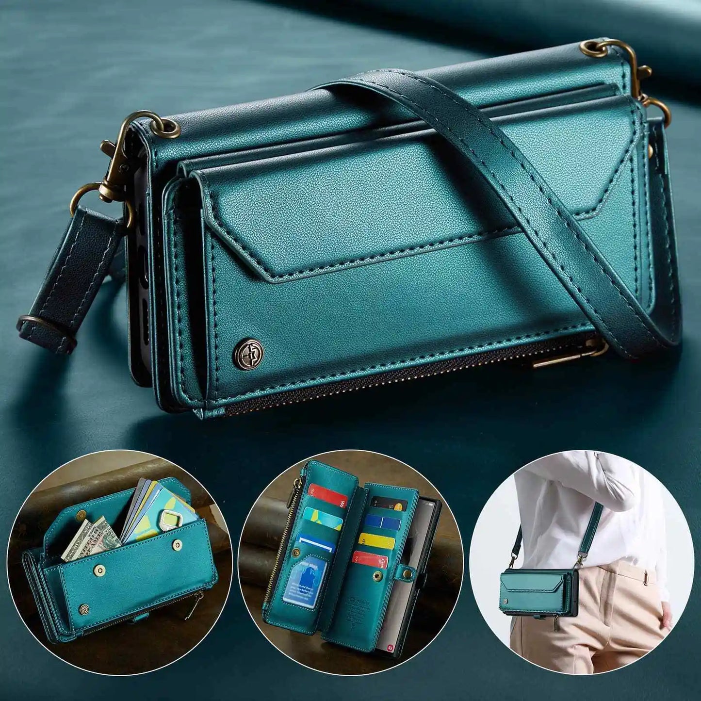 Crossbody Wallet Case with Card Holder for Samsung Galaxy