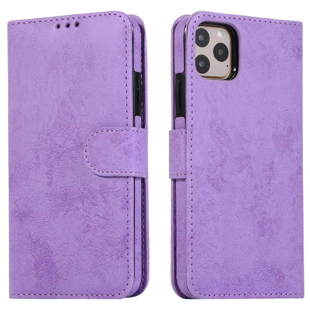 Luxury Leather Flip Wallet Card Case for iPhone