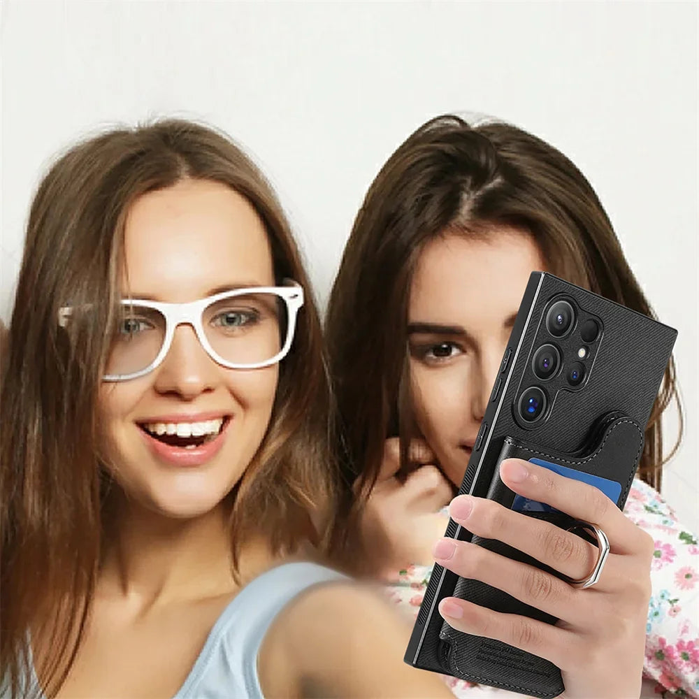 RFID-Blocking Magnetic Wallet Phone Case for Samsung