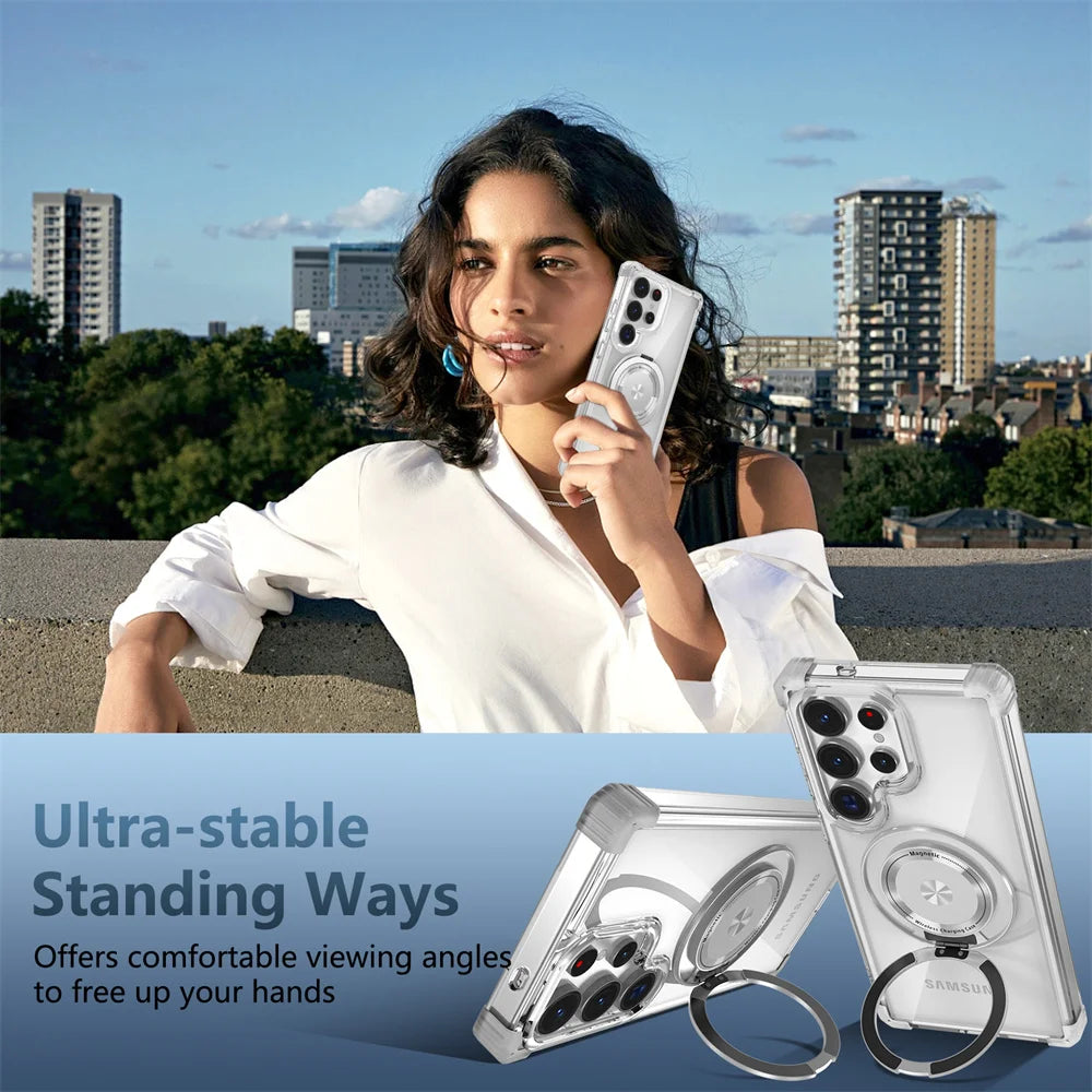 Rotating Magnetic Folding Stand Case for Samsung