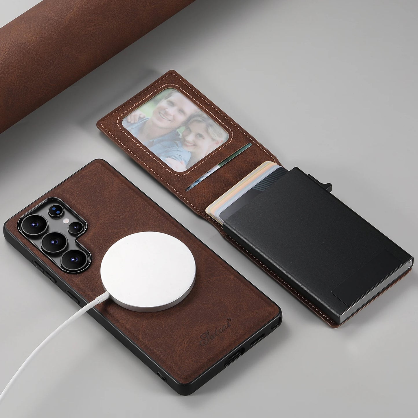 Luxury PU Leather Wallet Phone Case with Card Slot for Samsung