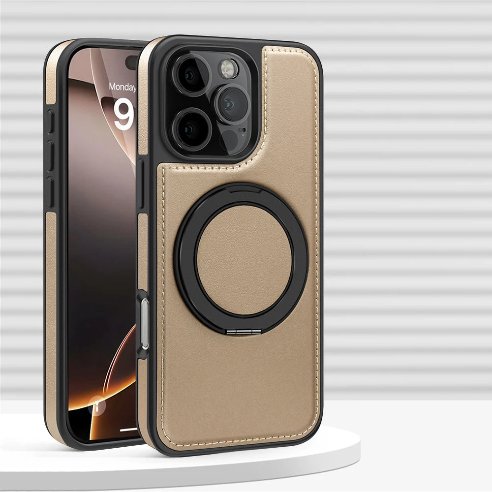 MagSafe Leather iPhone Case with 360° Rotating Holder