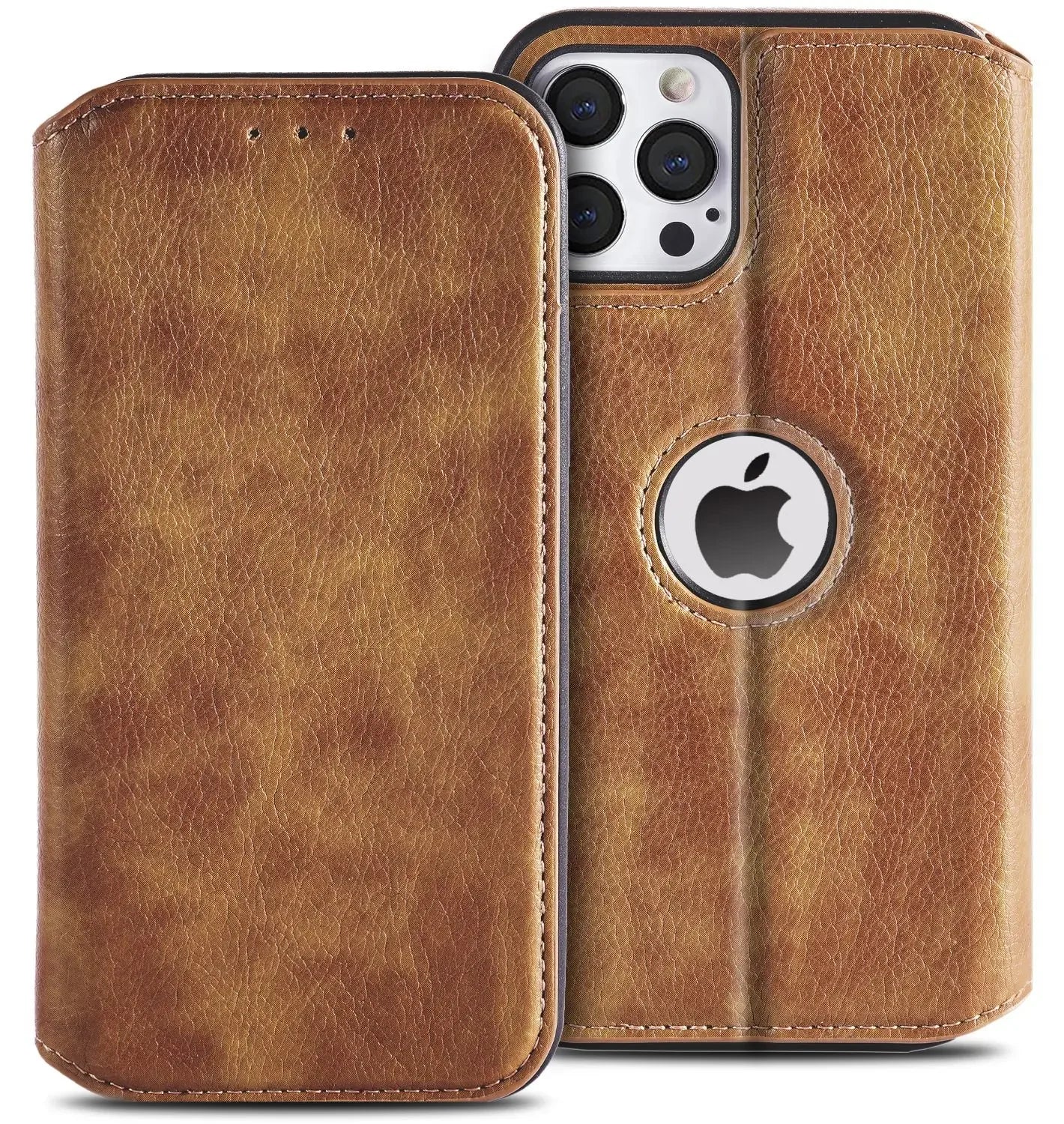 Magnetic Leather Wallet Case with RFID Blocking for iPhone