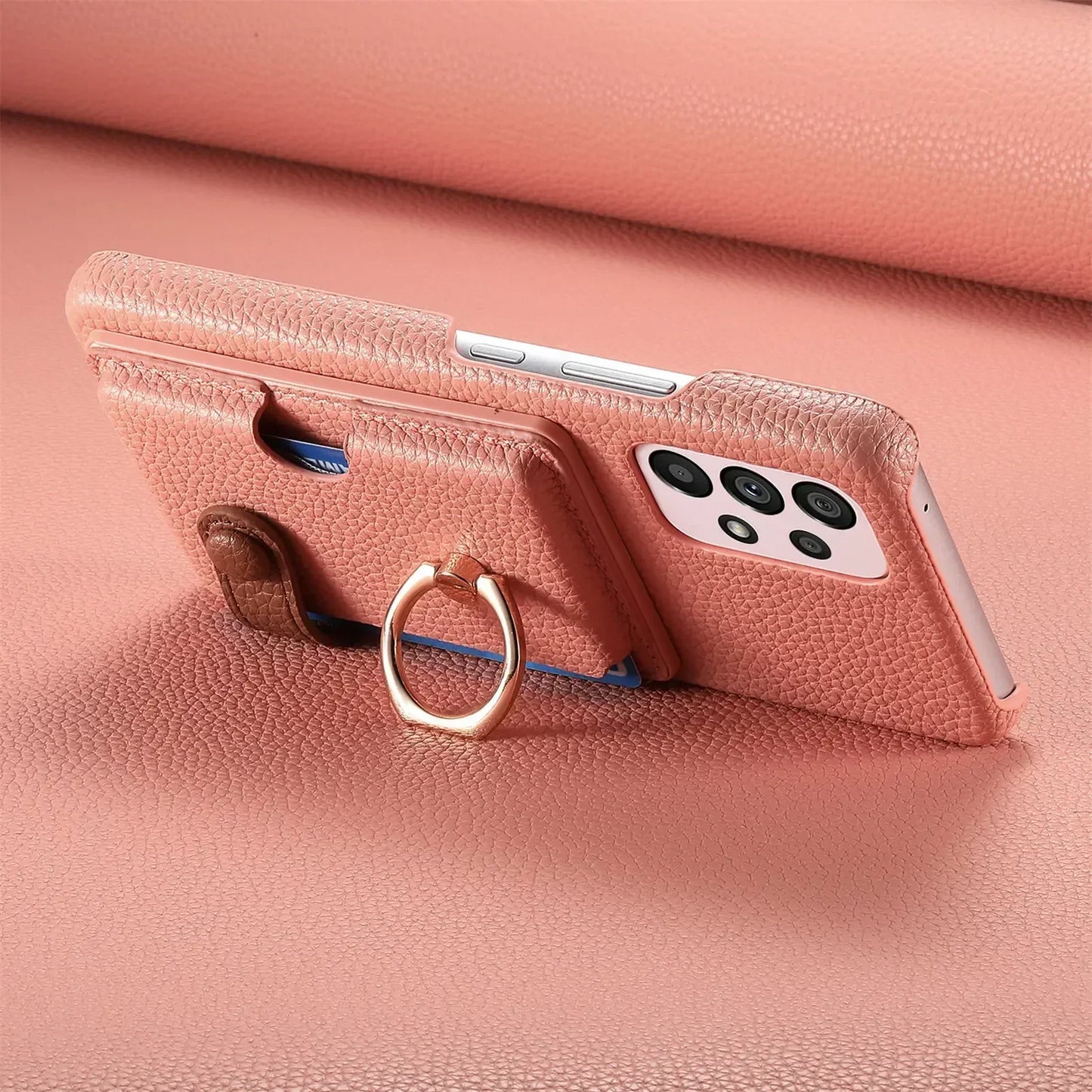 Leather Wallet Phone Case with Ring for Samsung Galaxy Series