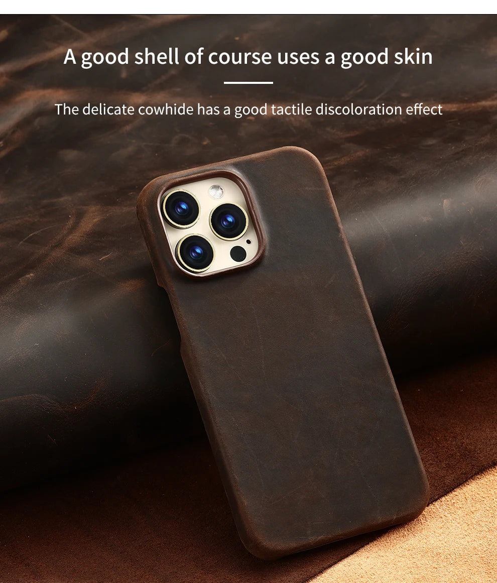 Luxury Full Grain Leather Magsafe Case for iPhone