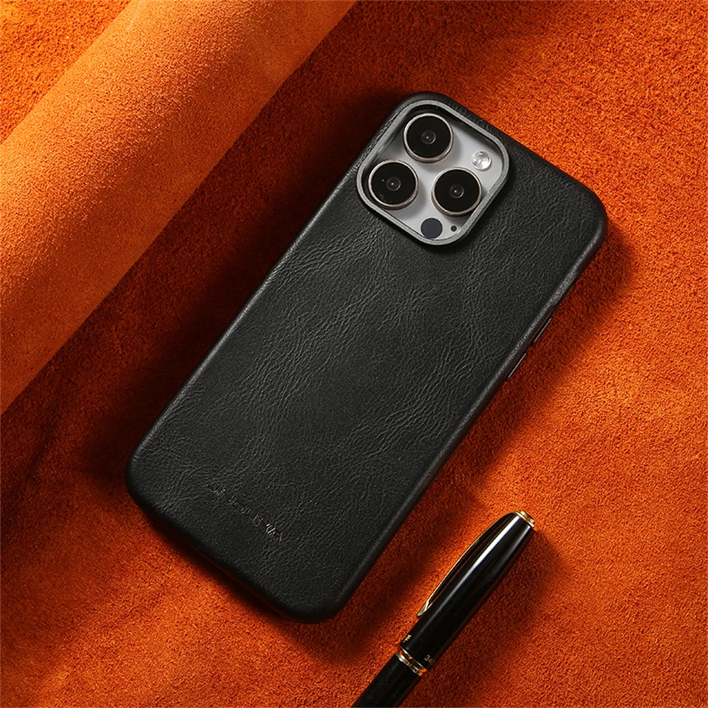 Luxury Ultra Thin Leather Magsafe Case for iPhone