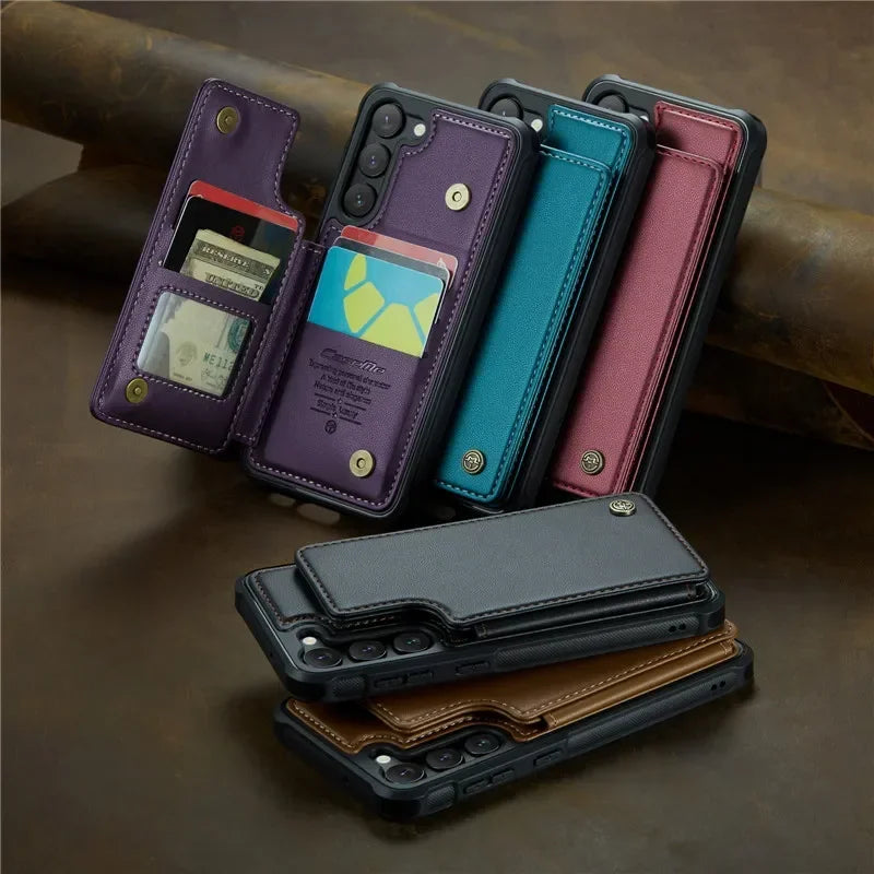 Leather Magnetic Wallet Phone Case with Pocket for Samsung