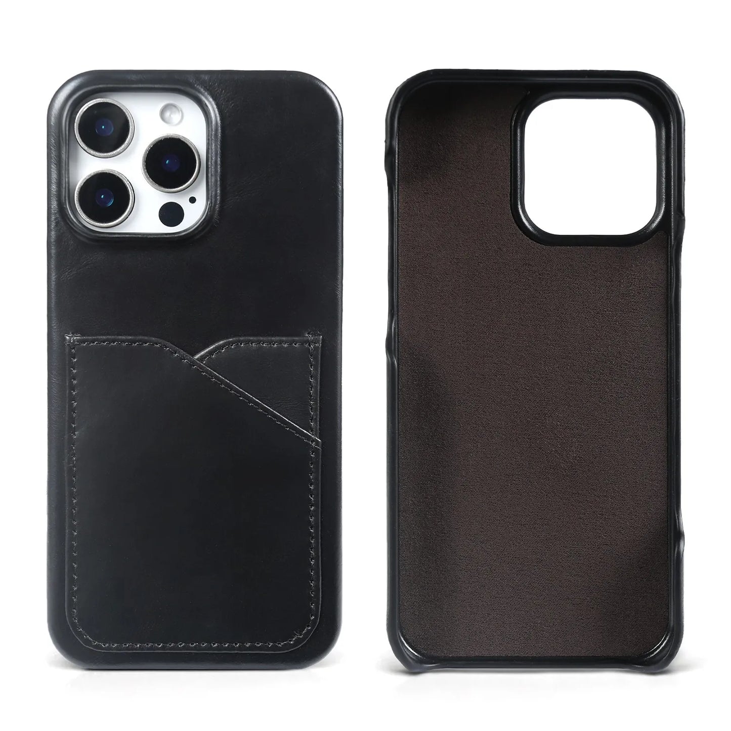 Vintage Genuine Leather iPhone Case with Card Slot Full Cover