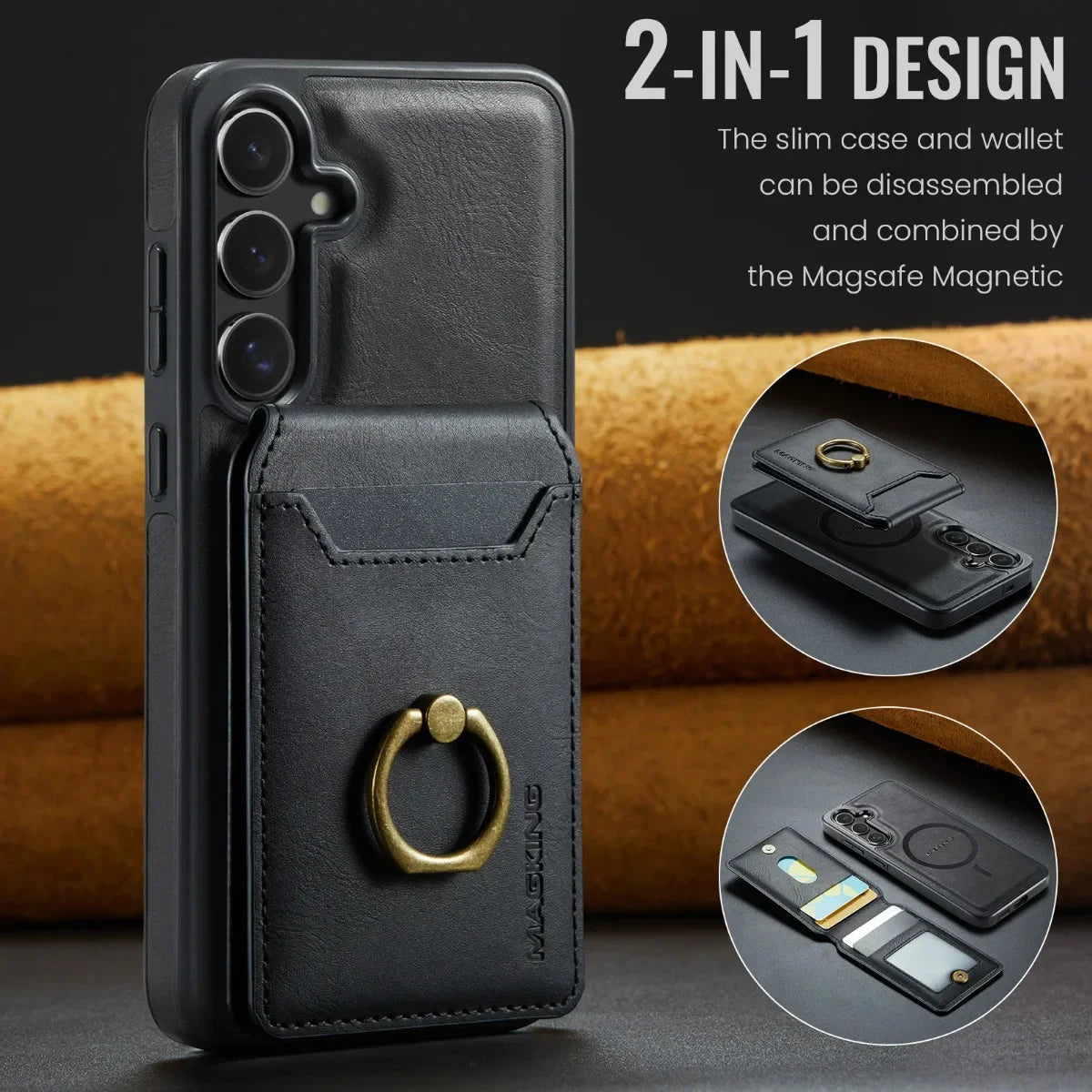 Magnetic Leather Phone Case with Card Holder for Samsung