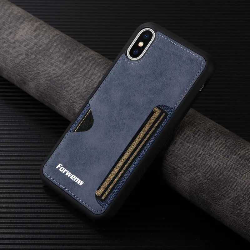 Retro Card Holder Leather Case for iPhone - CaseifyTrend