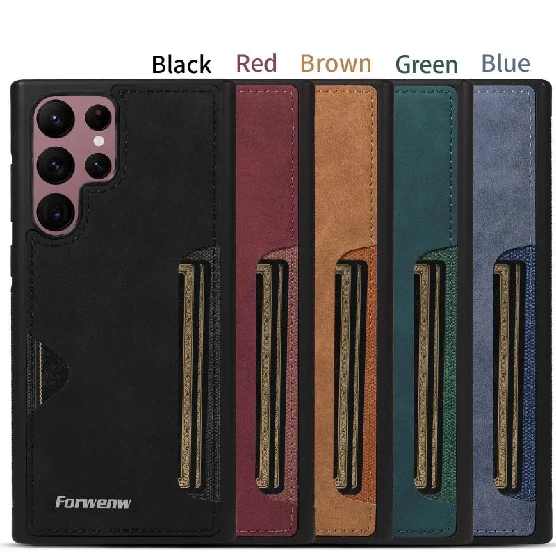 Retro Leather Card Slot Case for Samsung Galaxy Phones