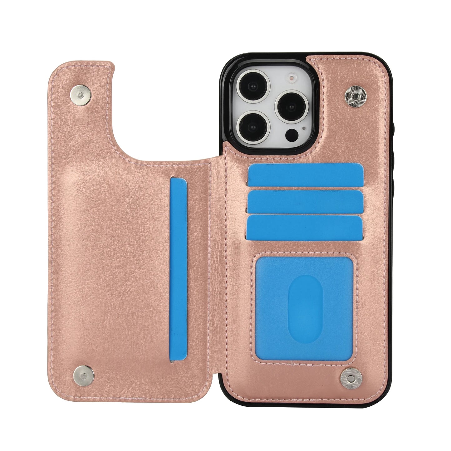 PU Leather Case with Kickstand Card Holder for iPhone - CaseifyTrend