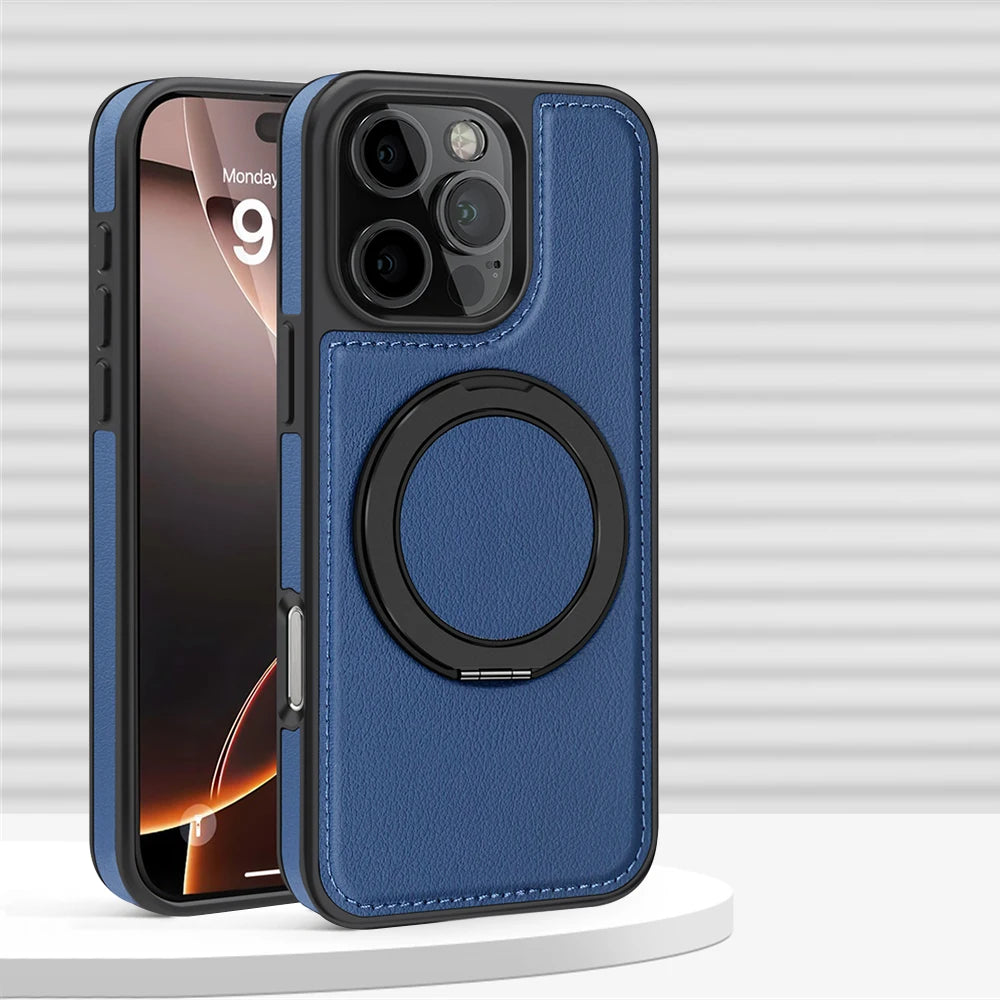 MagSafe Leather iPhone Case with 360° Rotating Holder