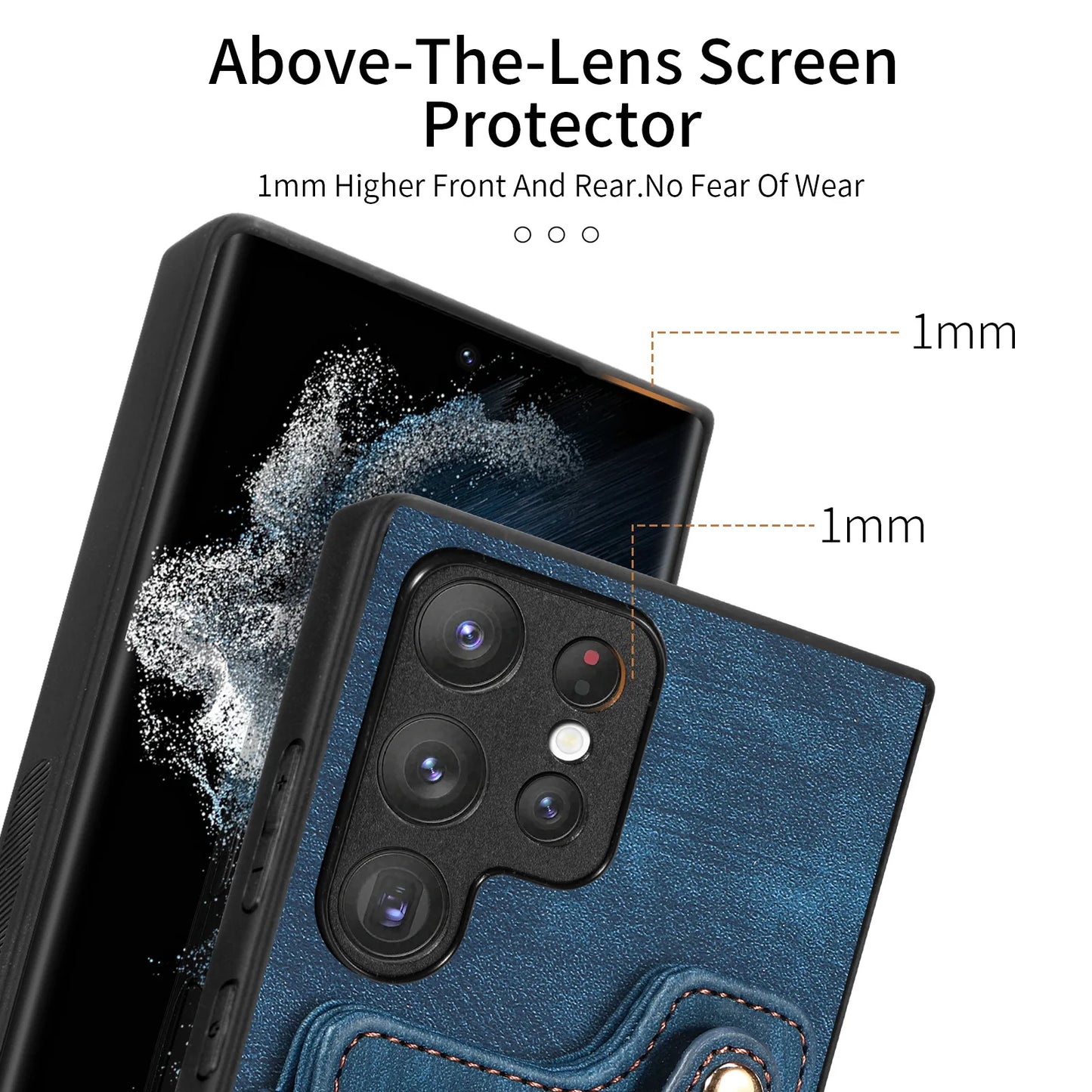 Leather Wallet Phone Case with Ring Holder for Samsung