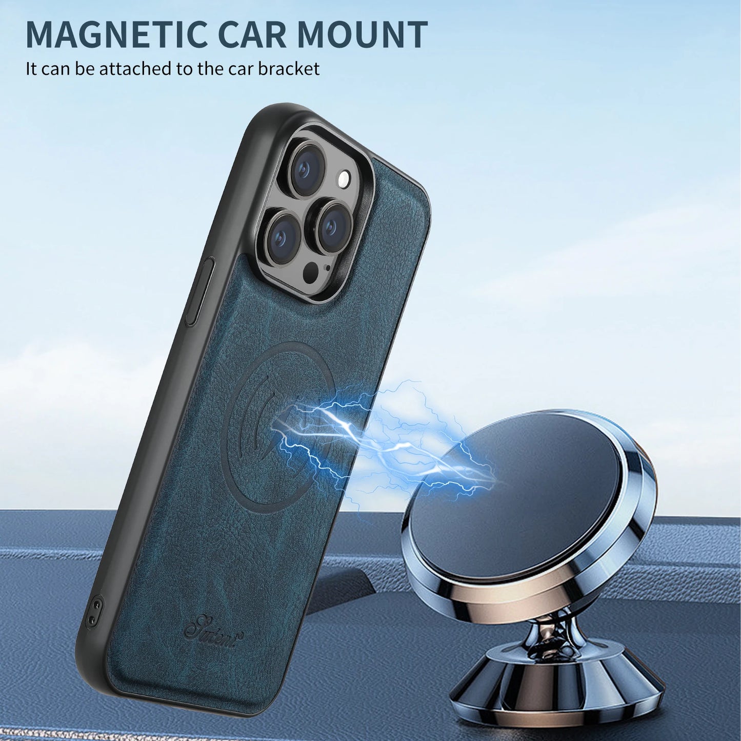 Luxury Magnetic Leather Wallet Case with Card Slot for iPhone