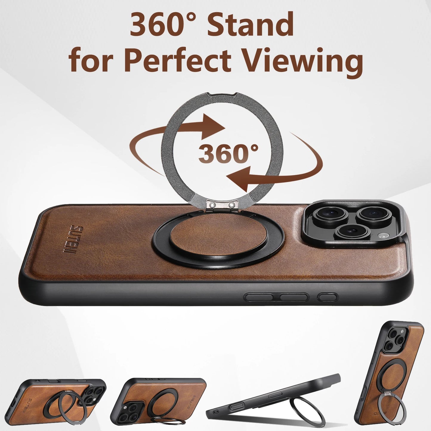 PU Leather Rotating Stand Case for iPhone
