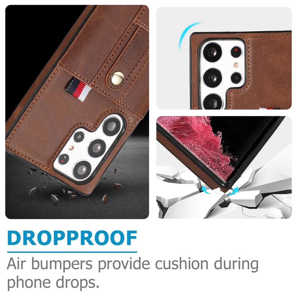 Luxury Leather Wallet Phone Case for Samsung Galaxy