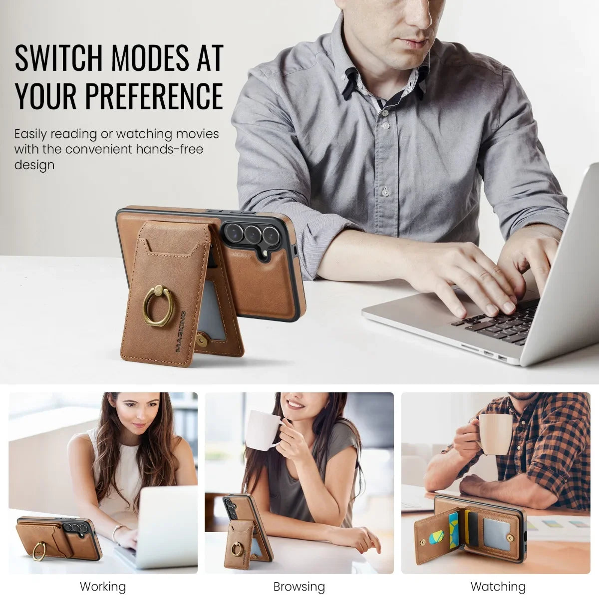 Magnetic Leather Phone Case with Card Holder for Samsung