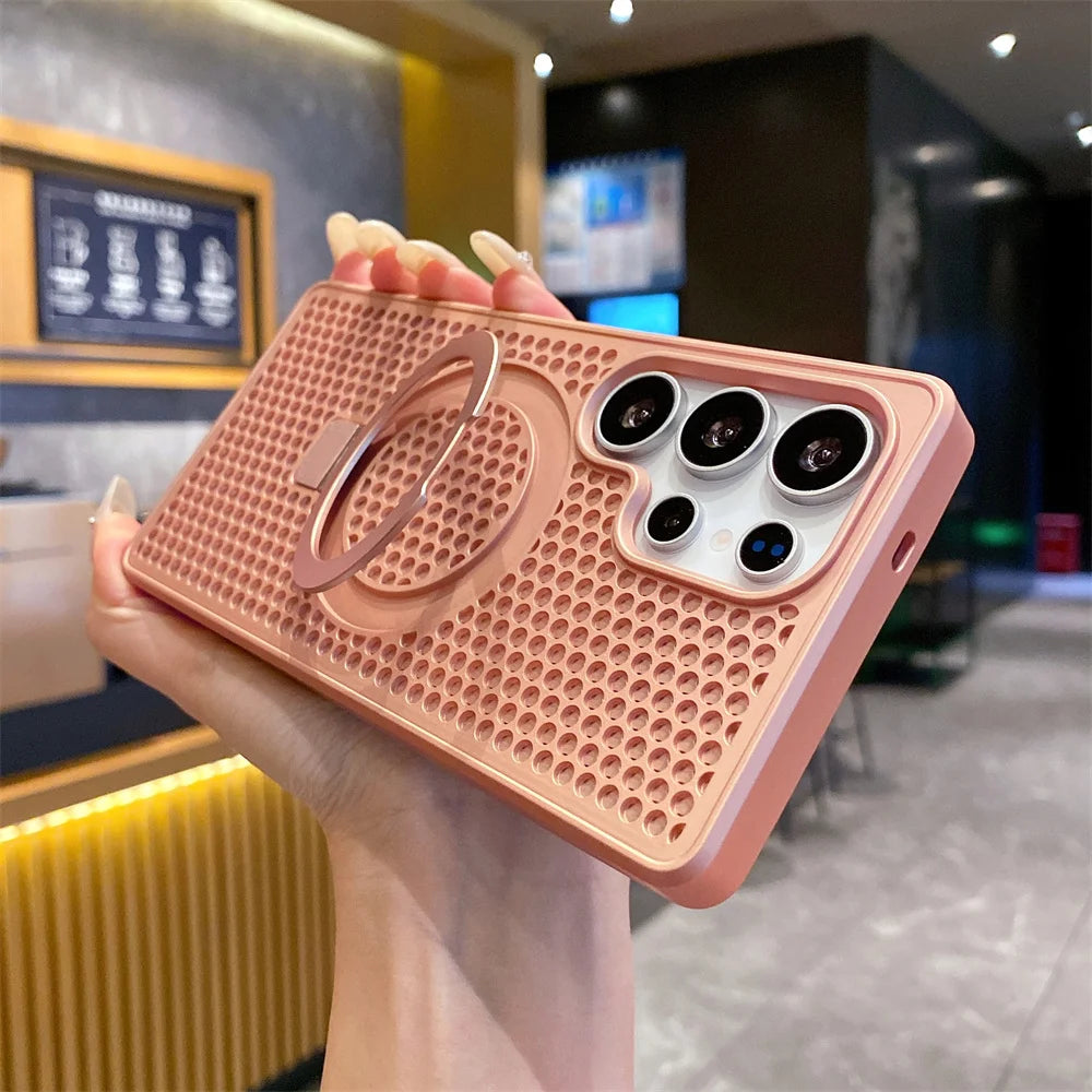 Magnetic Metal Fold Stand Cooling Case for Samsung Galaxy - CaseifyTrend