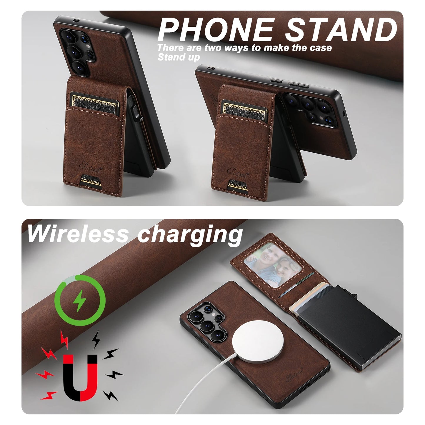 Luxury PU Leather Wallet Phone Case with Card Slot for Samsung