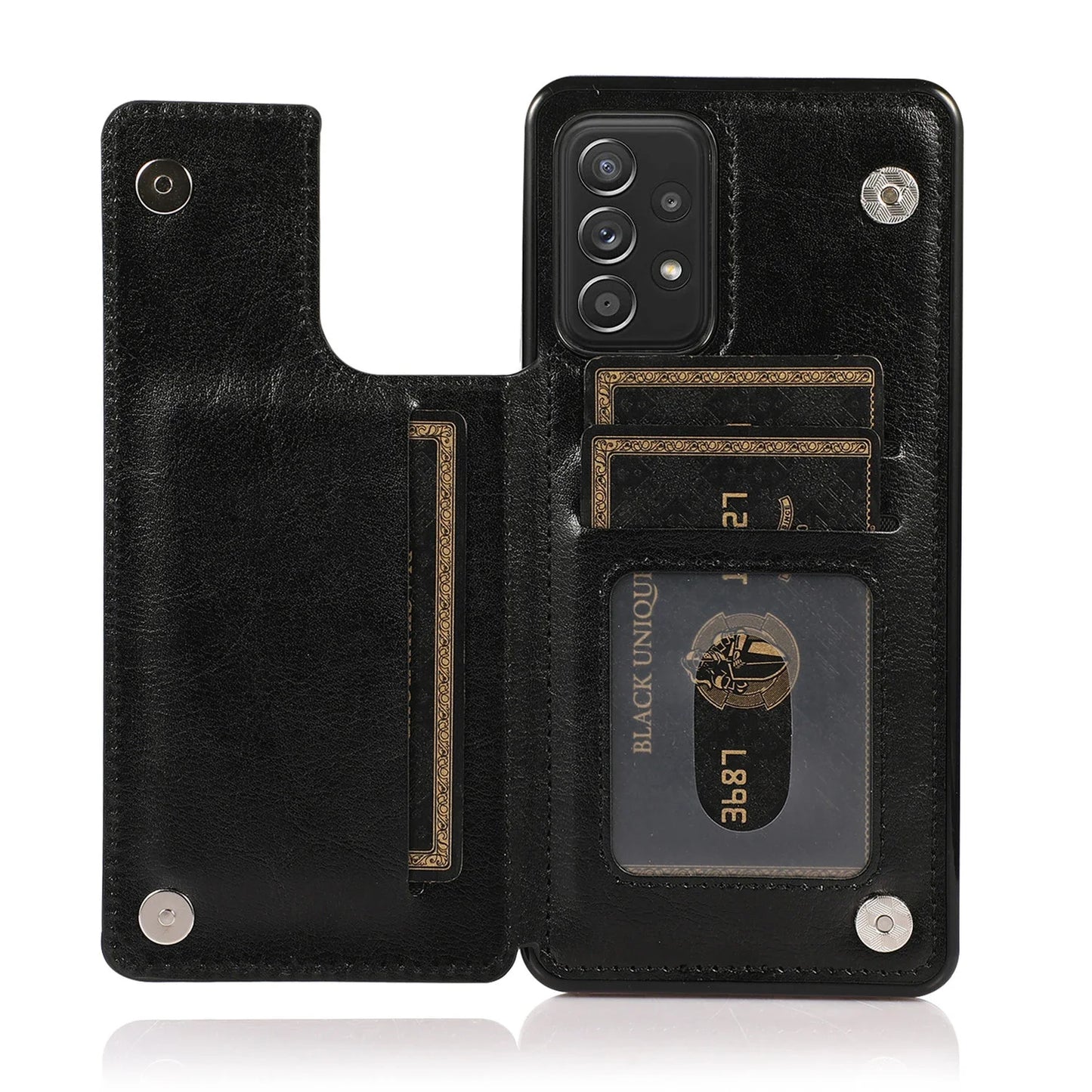 Flip Leather Wallet Case with Card Holder for Samsung