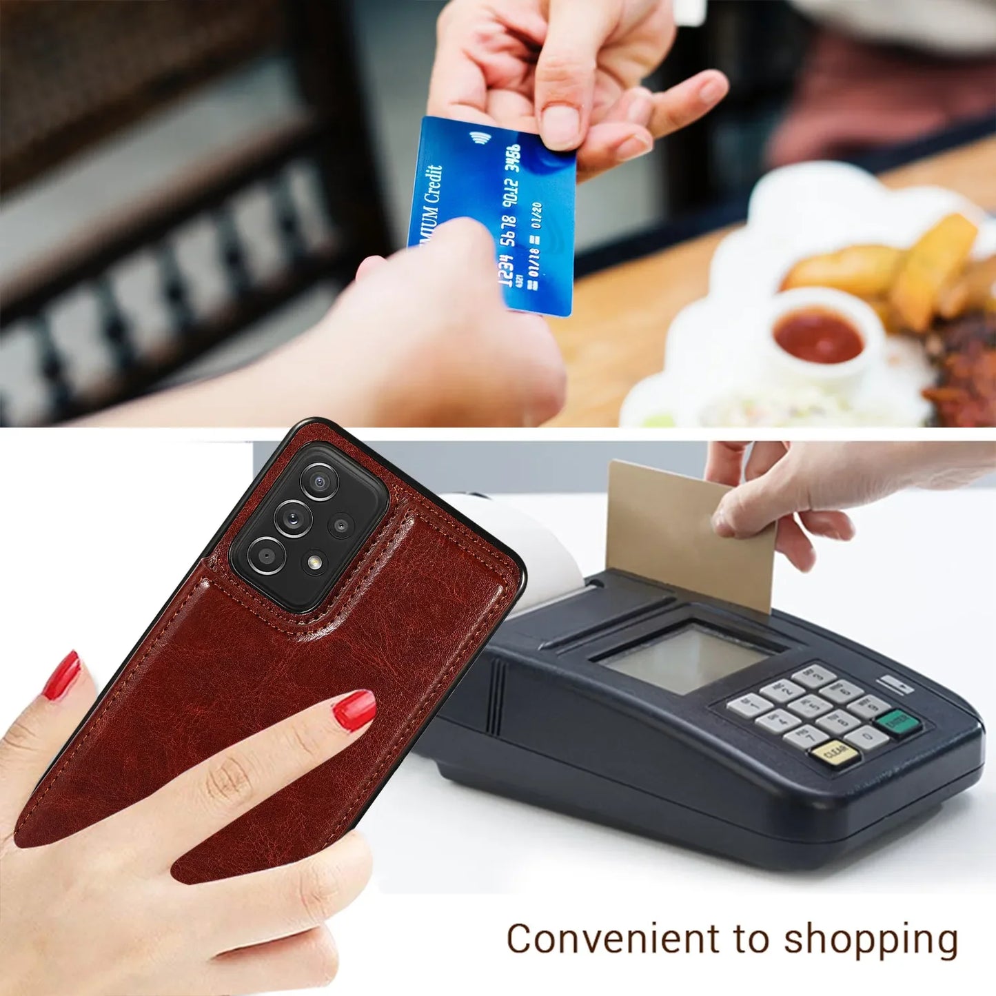 Flip Leather Wallet Case with Card Holder for Samsung