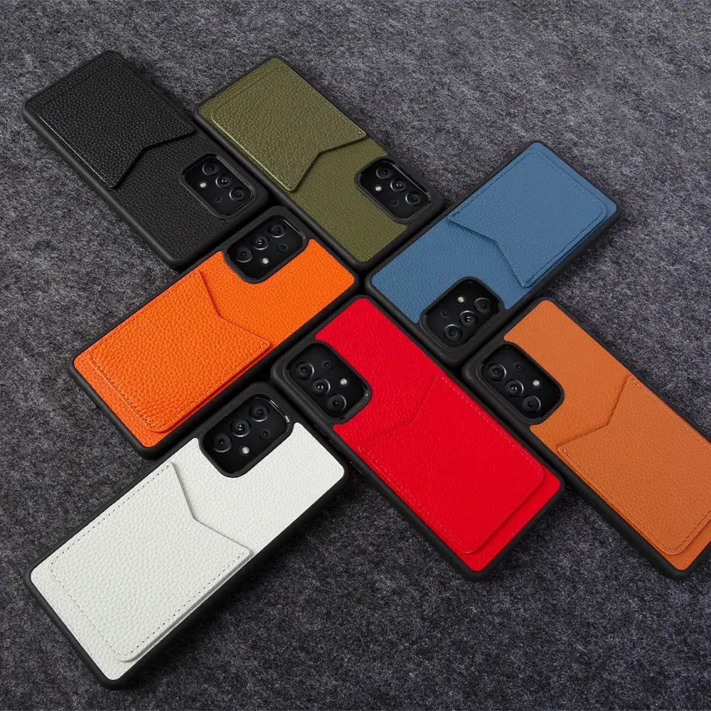 Genuine Leather Card Holder Case for Samsung Galaxy