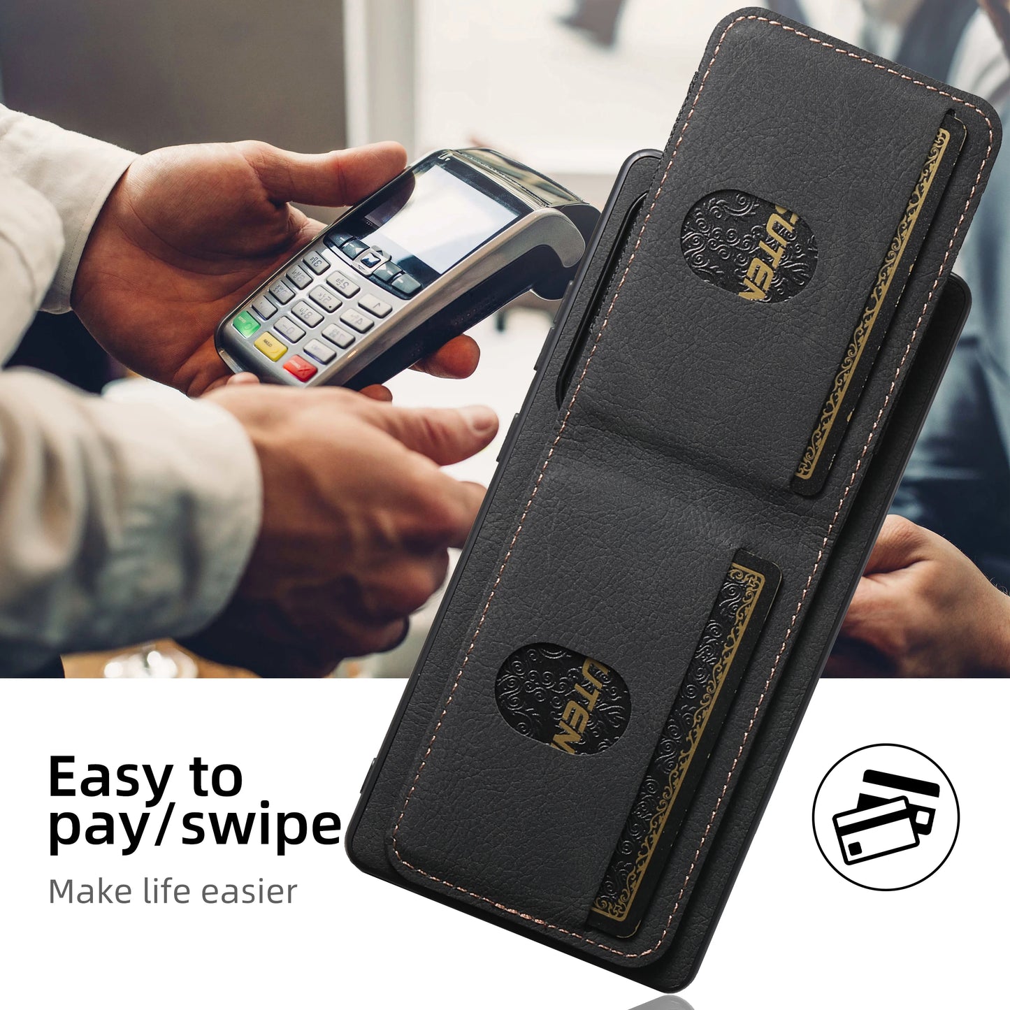 Luxury PU Leather Card Holder Stand Case for Samsung