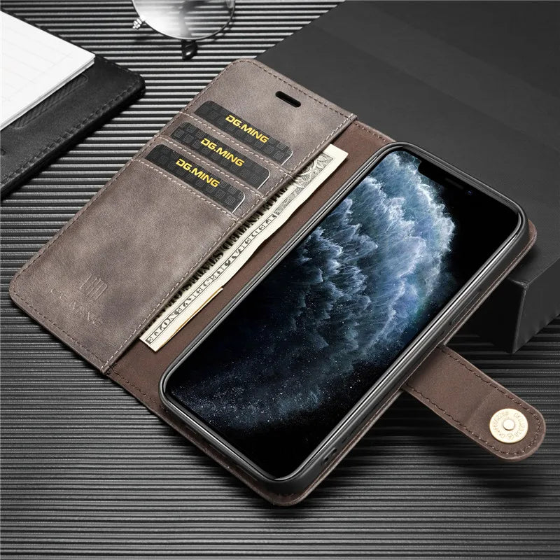 Detachable Magnetic Leather Wallet Case for iPhone - CaseifyTrend