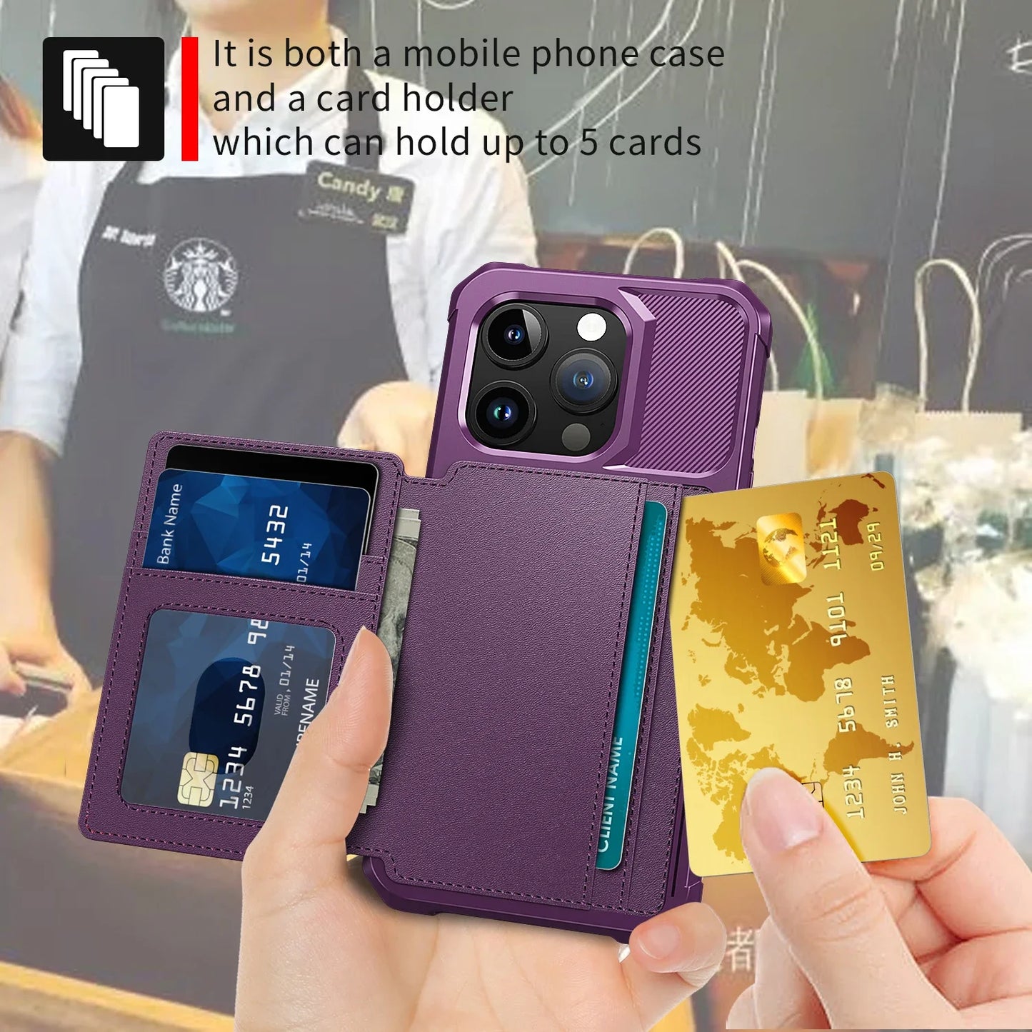 Magnetic Leather Wallet Case with Card Slot for iPhone