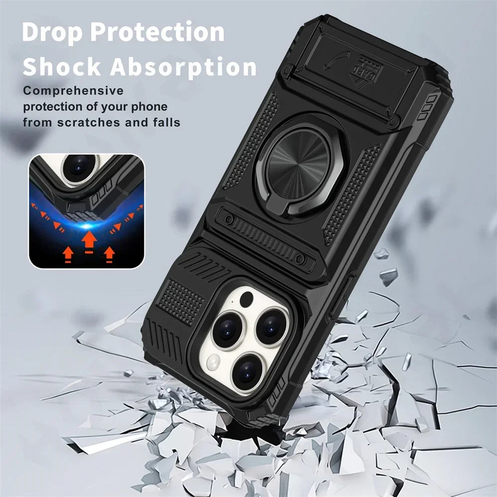 Magnetic iPhone Wallet Case with Ring Kickstand