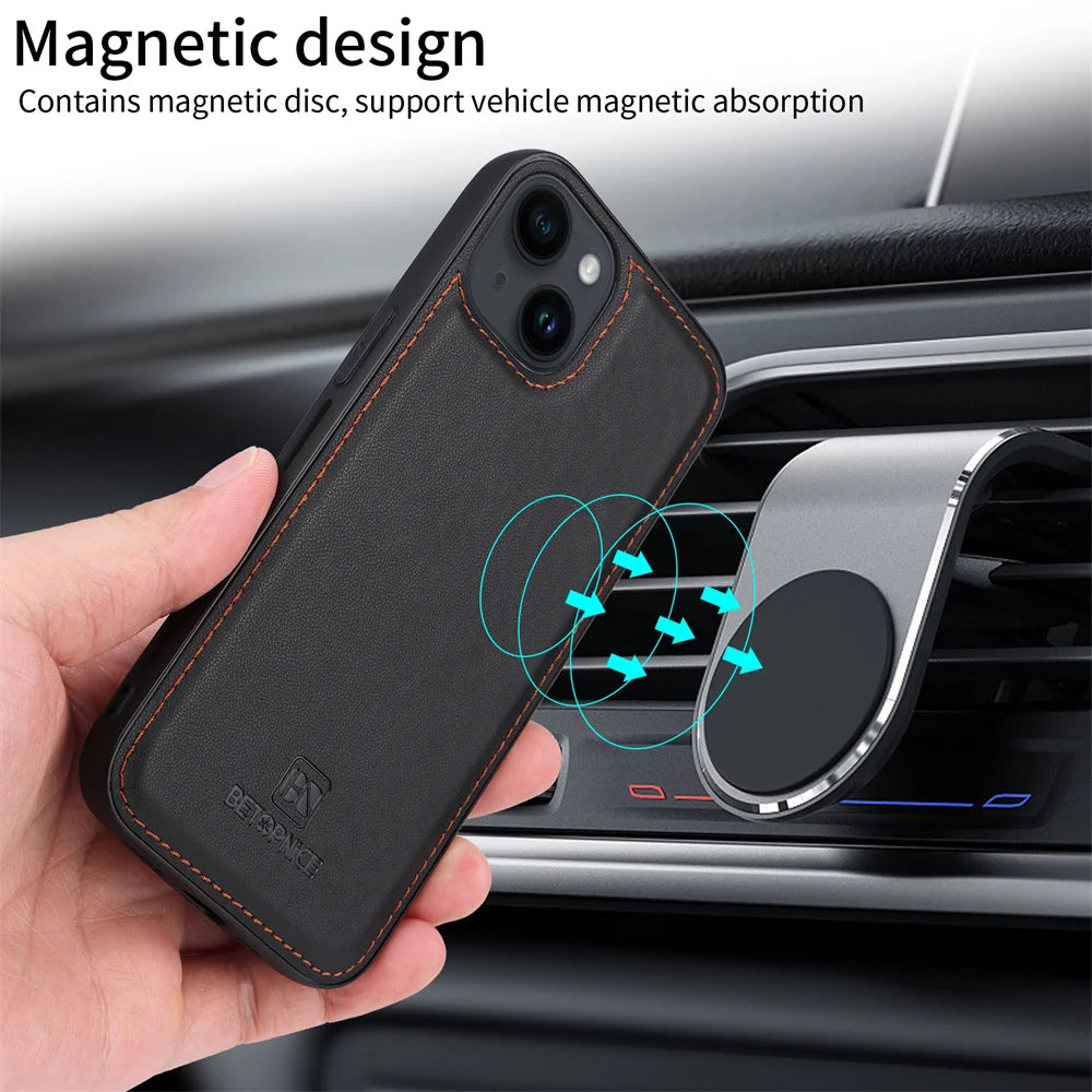 Detachable Magnetic Flip Leather Case for iPhone