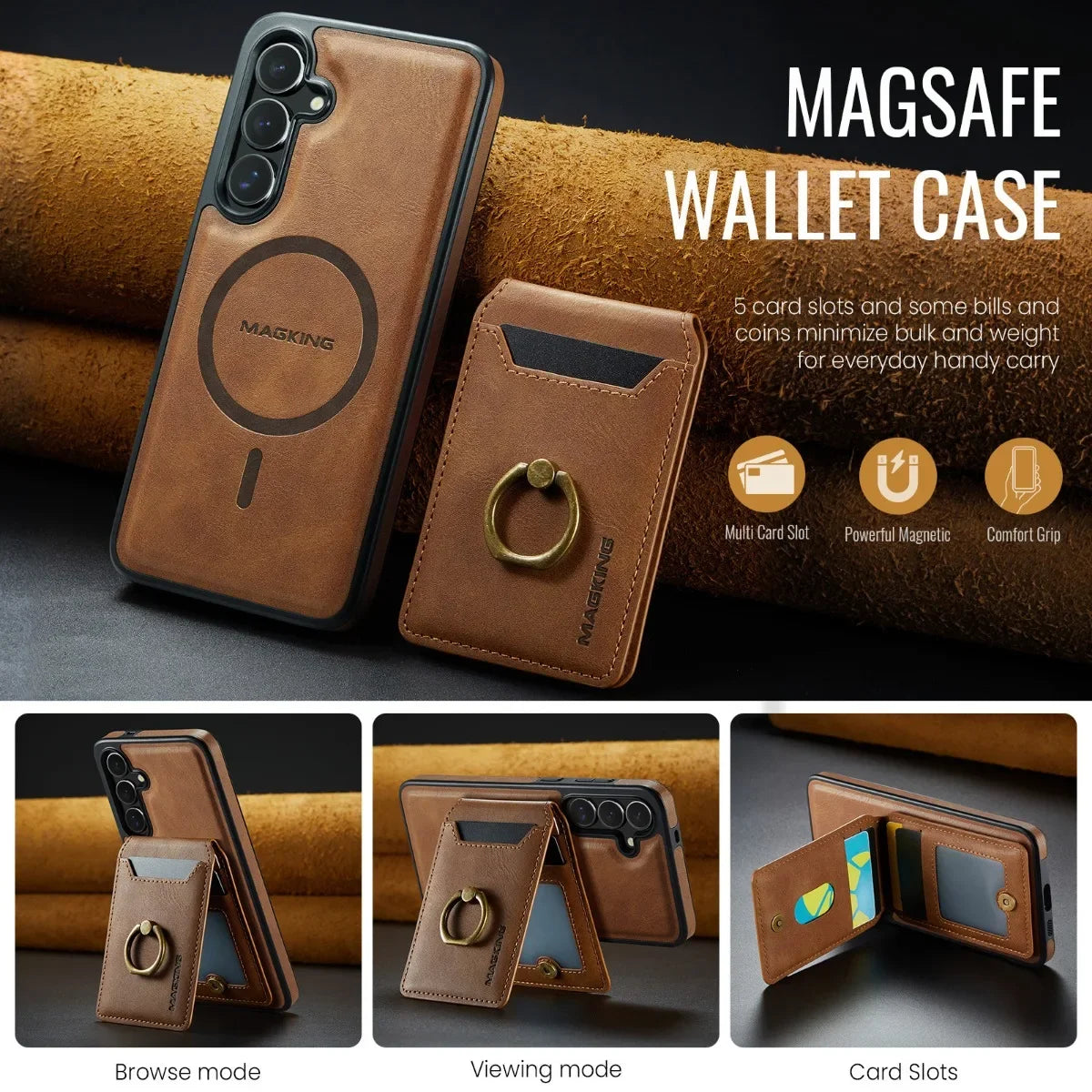 Magnetic Leather Phone Case with Card Holder for Samsung