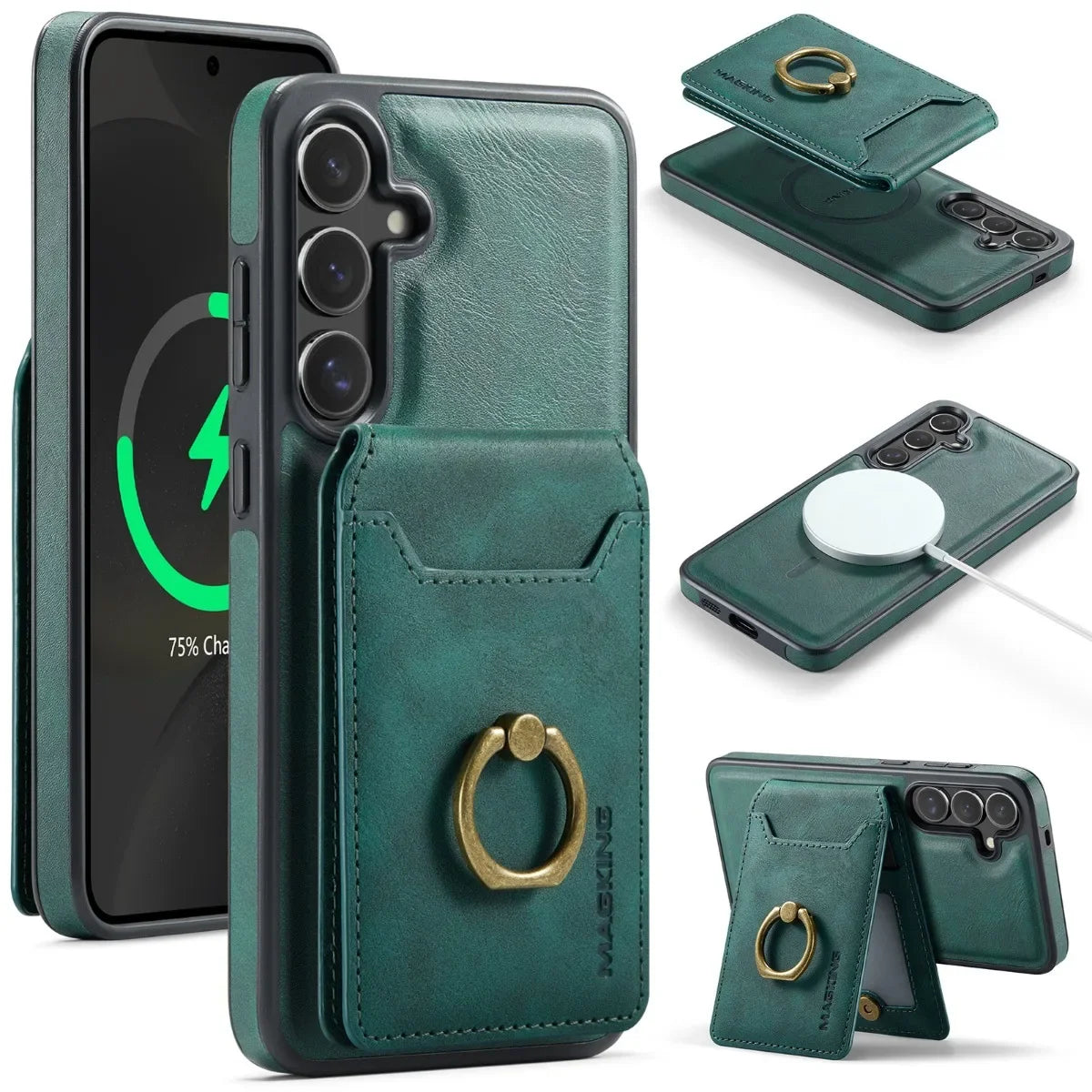 Magnetic Leather Phone Case with Card Holder for Samsung