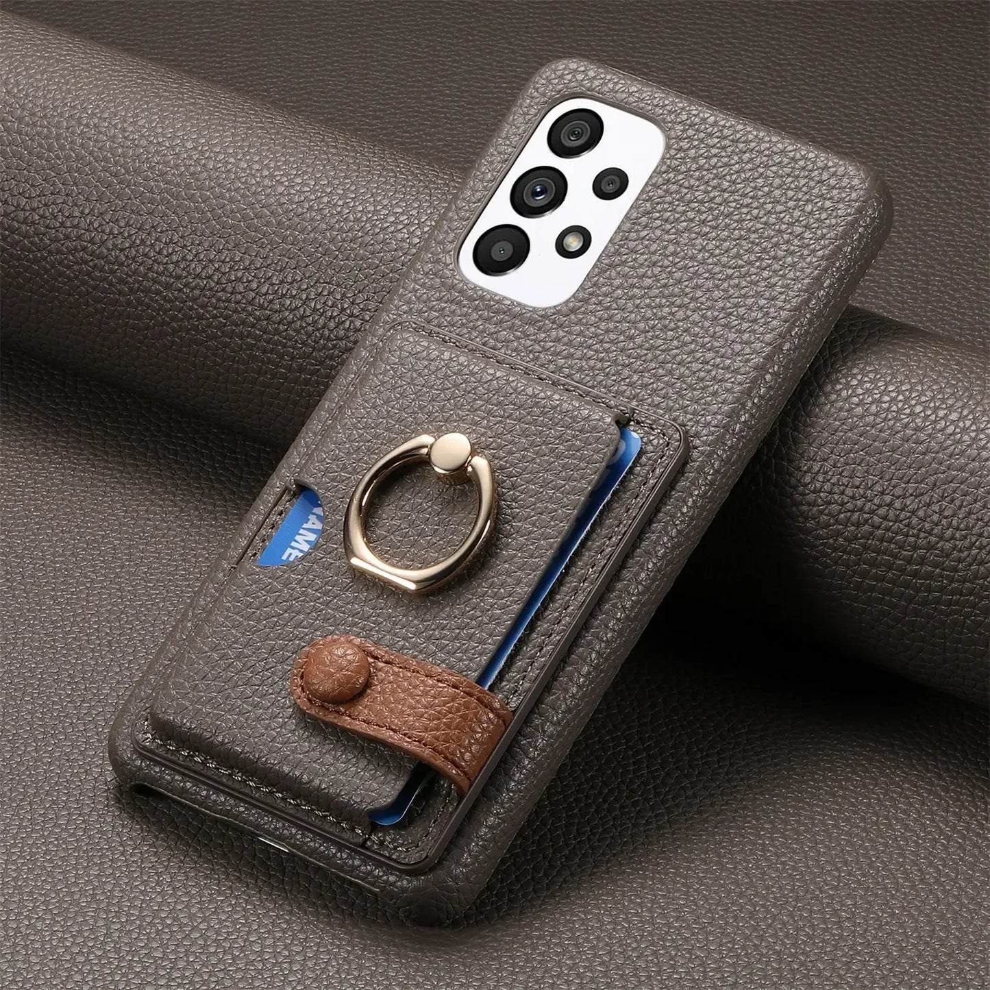 Leather Wallet Phone Case with Ring for Samsung Galaxy Series